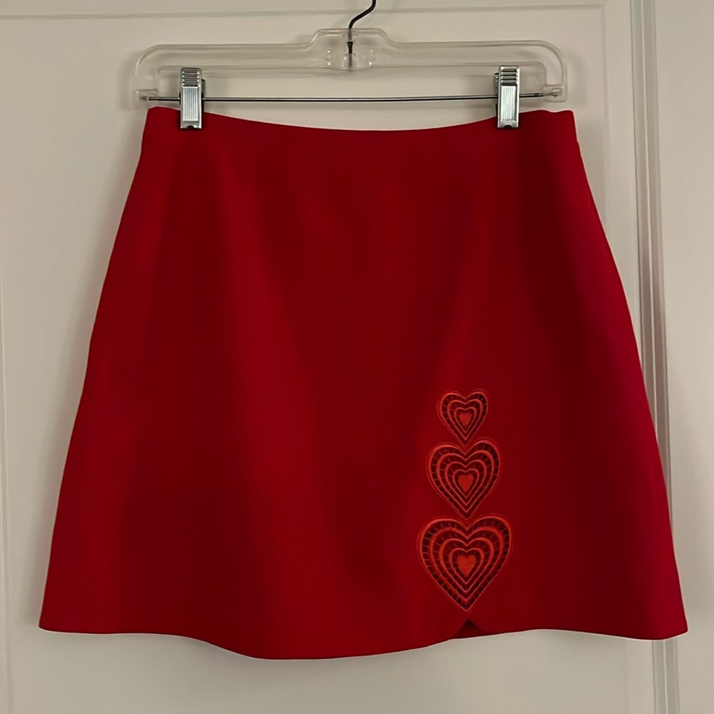 Christopher Kane Love Heart Crepe Embroidered Mini Skirt